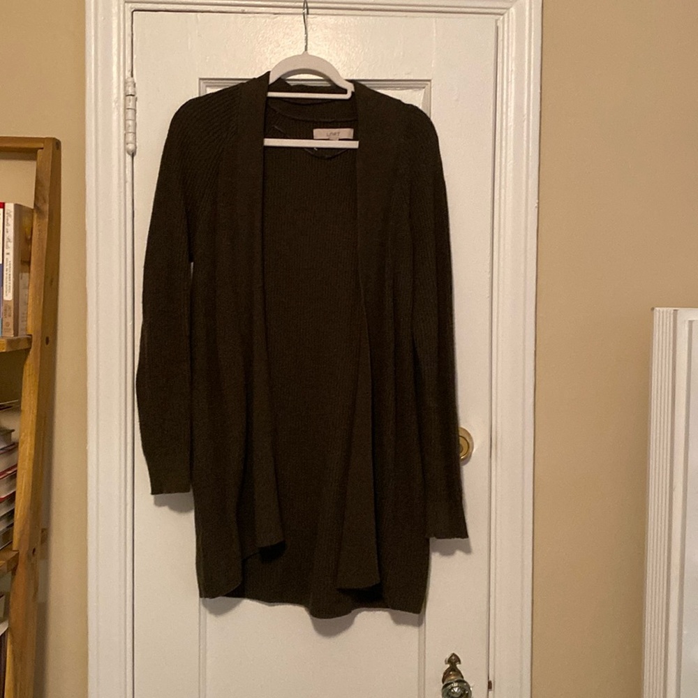 Dark olive green cardigan - long